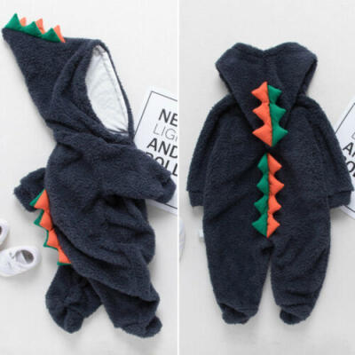 

Winter Newborn Baby Boy Girl 3D Dinosaur Hooded Romper Jumpsuit Warm Clothes