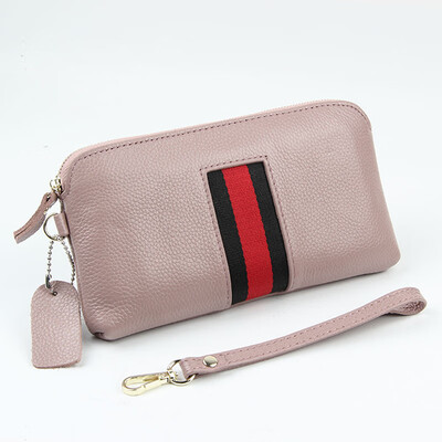 

Has been quality inspection new cowhide leather Europe&the United States fashion mobile phone bag double zipper ladies clutch bag purse handbag