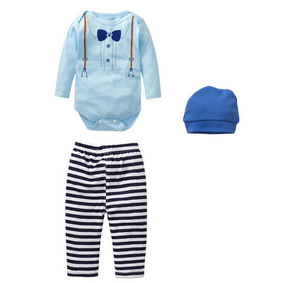 

3pcs Baby Toddler Kids Long Sleeve T-shirt Tops Stripe Pants Hats Outfit