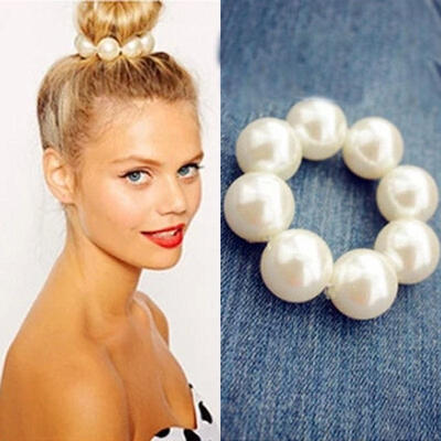 

Korea Jewelry Hair Accessories Big Pearl Hair Rope Holder Hairbands for Women
