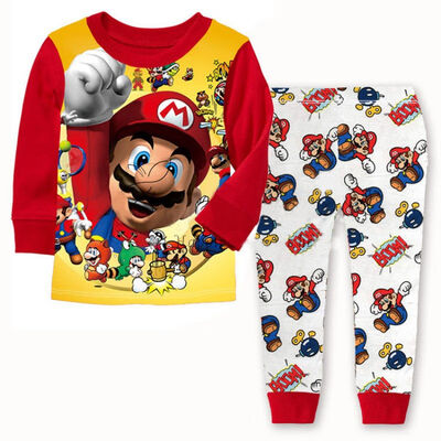 

2PCS Kids Baby Boys Cartoon Sleepwear Super Mario Nightwear Pajamas set 1-7T