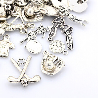

PH PANDAHALL 200g Antique Silver Random Mixed Alloy Sport Theme Metal Pendants