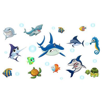 

Cartoon 3D Underwater World Waterproof Self-Adhesive Wall Sticker DIY Decal