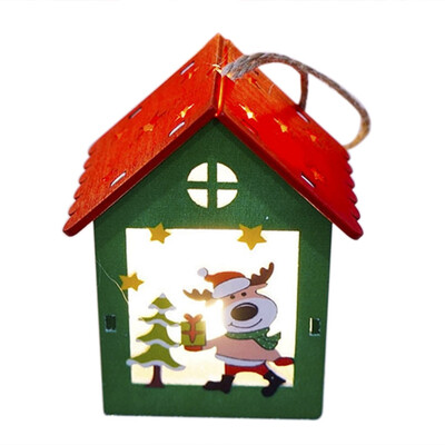 

Merry Christmas Party Decorations Colorful Small Wooden House With Lights Small House Hanging Decoration For Home Xmas Tree
