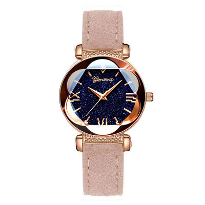 

〖Follure〗Roman Star Dial Six Convex Sleek Minimalist Luxury Leather Strap Watch