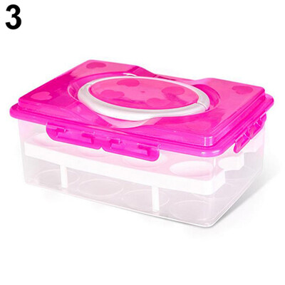 

Double Layers 24 Grids Eggs Holder Box Airtight Container Plastic Storage Case