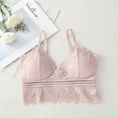 

〖Follure〗Women Ring-Free Sexy Bra Lace Ribbon Chest Pad Lace Camisole Bras Underwear