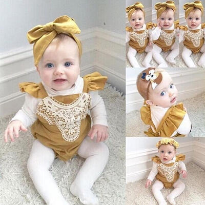 

Infant Baby Girl Romper Bodysuit Jumpsuit Lace Ruffles Sunsuit Outfits Clothes