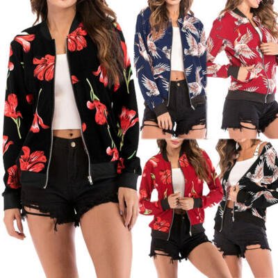 

2019 Fashion Women Casual Slim Floral Suit Coat Jacket Tops Clothes Outwear US