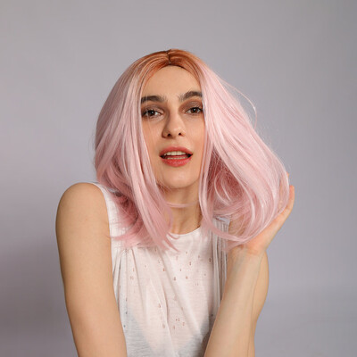 

〖Follure〗Fashion Women Long White Pink Gradient Wig Wavy Party Curly Synthetic Sexy Wigs