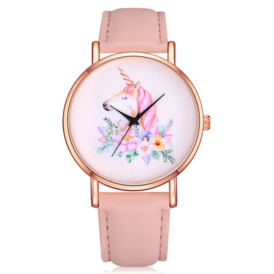 

Lvpai P337 Women Unicorn&Flower Dial PU Quartz Watch