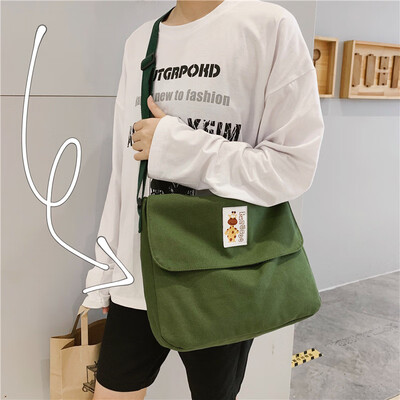 

Skew bag lady canvas bag lady Korean version insfeng Japanese single shoulder bag Harajuku large capacity ulzzang students in clas