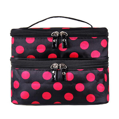 

Dual Layer Cosmetic Dot Beauty Makeup Portable Case Toiletry Bag Organizer