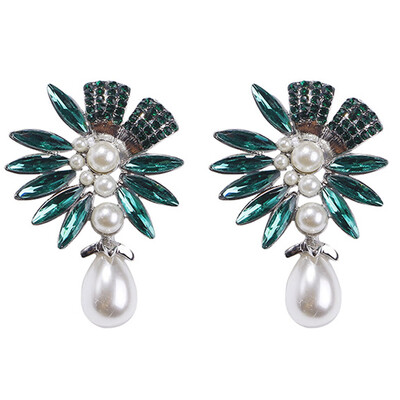 

Crystal Flower Glaze Stud Earrings Woman Lovely Imitation Pearls Small Earring Female Wedding Jewelry