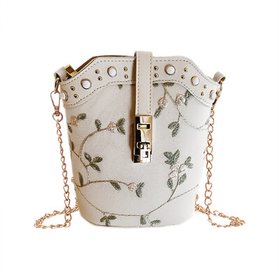 

Tailored Fashion Women New Bucket Bag Embroidered Chain Wild Bag Shoulder Messenger Bag