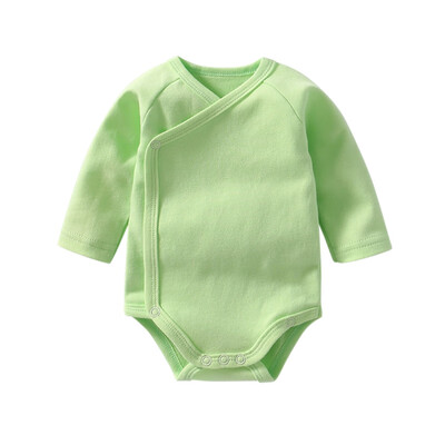 

Summer Baby Boy Girl Solid Single Breasted Romper Infant Short Sleeve Jumpsuit Outfits