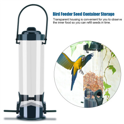 

1pc Outdoor Garden Plastic Transparent Hanging Wild Bird Feeder Seed Container Storage Hanging Bird FeederBird Feeder