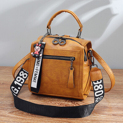 

Bag girl fashion uses texture double shoulder backpack soft Han hundred oblique satchel ins single shoulder handheld