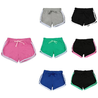 

Fashion Women Sports Shorts Contrast Binding Side Split Elastic Waist Yoga Shorts