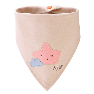 

4630cm Childrens Color Cotton Saliva Towel Baby Cartoon Pattern Triangle Towel Double Double-Sided Double Button Bib