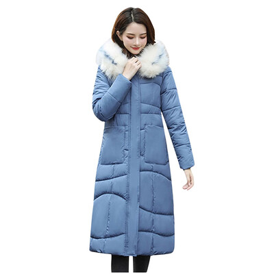 

Toponeto Women Fashion Outerwear Long Cotton-padded Jacket Pocket Hooded Coats