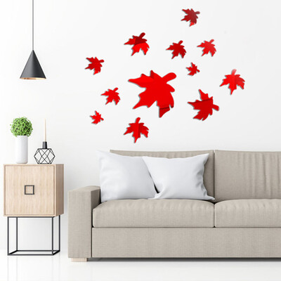 

〖Follure〗Acrylic 3D Maple Leaf Combination Mirror Effect Wall Sticker Decal Home Decor GD