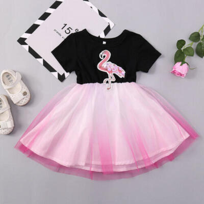 

Toddler Kids Baby Girls Floral Short Sleeve Dress Princess Party Lace Tutu Dress