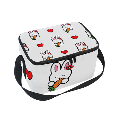 

ALAZA Lunch Box Insulated Rabbit With Carrot And Heart Lunch Bag Large Cooler Tote Bag for Men Women