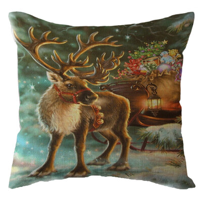 

Tailored Christmas Santa Claus Pillow Case Linen Sofa Throw Cushion Cover Home Decor