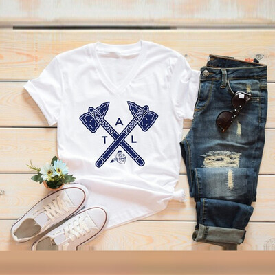 

Nomeni Fashion Women Summer Casual V-Neck Print Short Sleeve T-shirt Tops