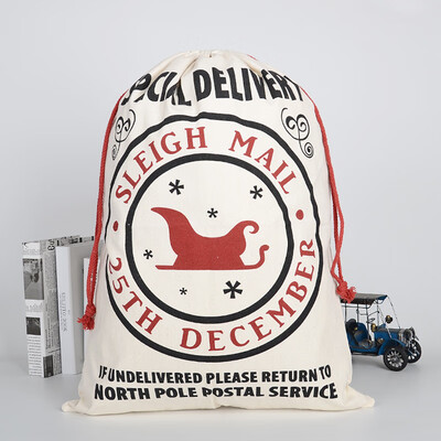 

Toponeto Large Canvas Merry Christmas Santa Sack Xmas Stocking Reindeer Gift Storage Bag
