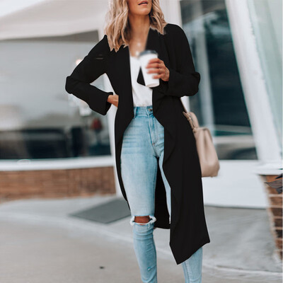 

Women Ladies Long Sleeve Waterfall Cardigan Trench Long Coat Duster Jacket Plus