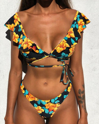 

Women Floral Flower Bikini Set Push-up Padded Bra Swimsuit Swimwear Beachwear Bathing Suit Hot