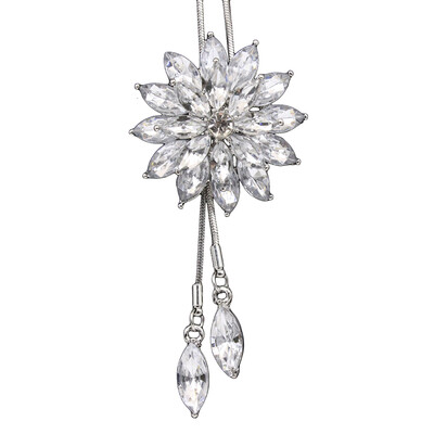 

Women Fashion Rhinestone Snowflake Pendant Long Chain Sweater Necklace Gift