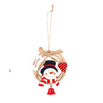 

〖Follure〗1PC Christmas Bell Hanging Ornaments Wooden Santa Claus Xmas Tree Pendant Decor