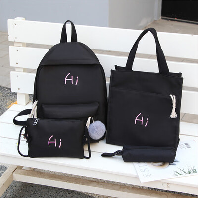 

Double shoulder bag female Korean version two shoulder back cute girl schoolbag junior high school student schoolbag four pieces s