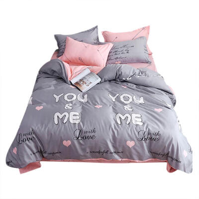 

4pcs Bedding Set Simple Printing Quilt Duvet Cover Bed Sheet Pillowcase