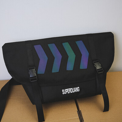 

Large-capacity sloping bag male tide cool street personality tide card hit color backpack college student couples bag