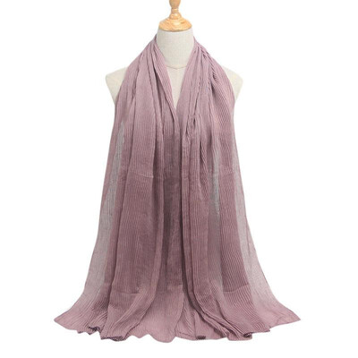 

Women Solid Pleated Scarf Hijabs Oversized Large Muslim Middle East Islam Long Scarves Shawls