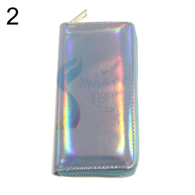 

Fashion Women Shell Holographic Laser Faux Leather Long Wallet Clutch Purse