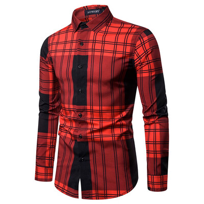

Toponeto Mens Ethnic Style Vintage Printing Slim Long Sleeve Dress Shirt Blouse Tops