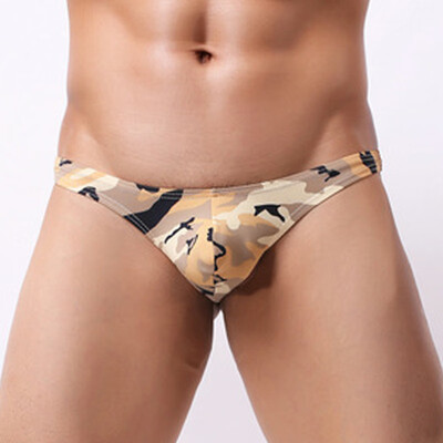 

Mens Sexy Lingerie Camouflage Thongs Briefs Low Rise Breathable Underwear Panty
