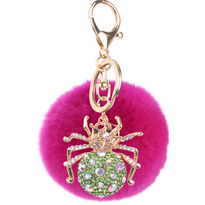 

Keychain alloy studded spider hanging bag mobile phone accessories cute animal rex rabbit hair car pendant