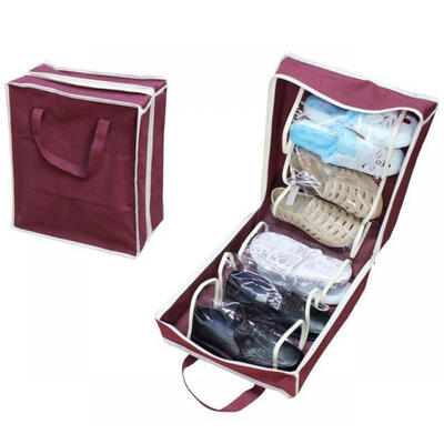 

Hot Travel Waterproof Folding Shoes Storage organizer Portable Closet shoe bags Wine Red