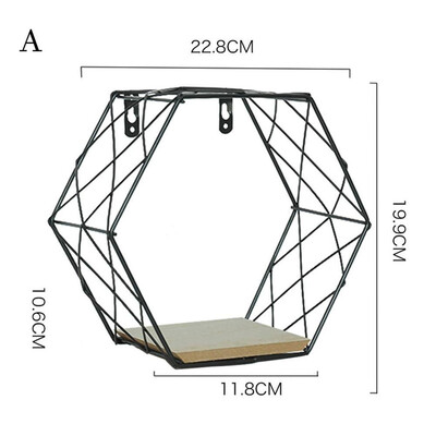 

Siaonvr Iron Hexagonal Grid Wall Shelf Combination Hanging Geometric Figure Decoration
