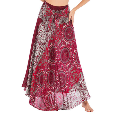 

Roseonmyhand Women Long Hippie Bohemian Gypsy Boho Flowers Elastic Floral Hlater Skirt