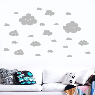 

〖Follure〗24PCS Smiling Face White Clouds Vinyl Decal Art Wall Sticker DIY Home Room Decor