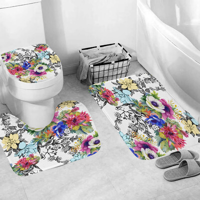 

Gobestart 3pcs Non-Slip Bath Mat Bathroom Kitchen Carpet Doormats Decor