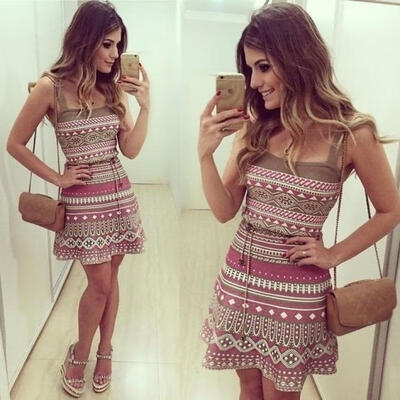 

Women Sexy Summer Casual Sleeveless Evening Party Beach Dress Short Mini Dress