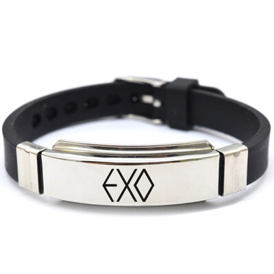 

Kpop BTS Bangtan Boys EXO Blackpink GOT7 Seventeen Stainless Steel Silicone Wristband Bracelet Hot Gift for ARMY